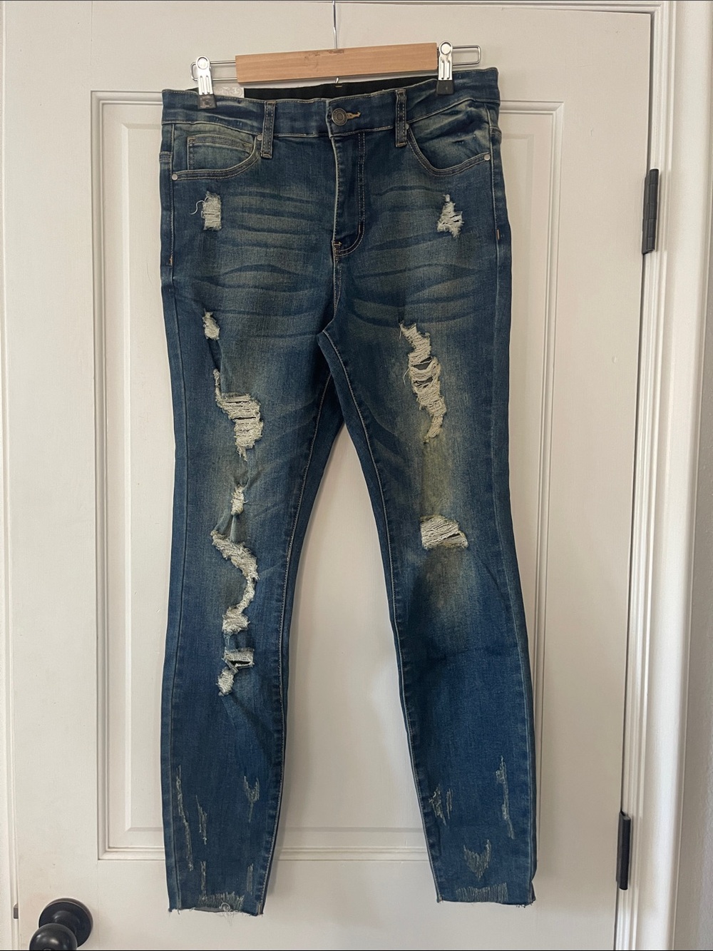 Grace & Lace Distressed Dark Blue Women's Jeans
